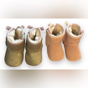 2 pairs of UGGS size 0/1 for infant gold and pink